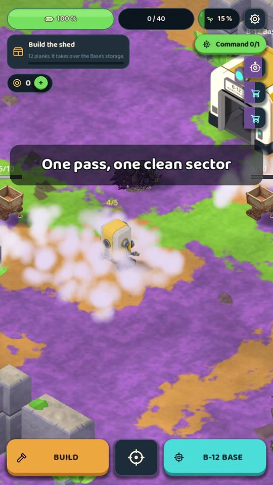 Purple sludge turning into white steam as a sector is cleaned